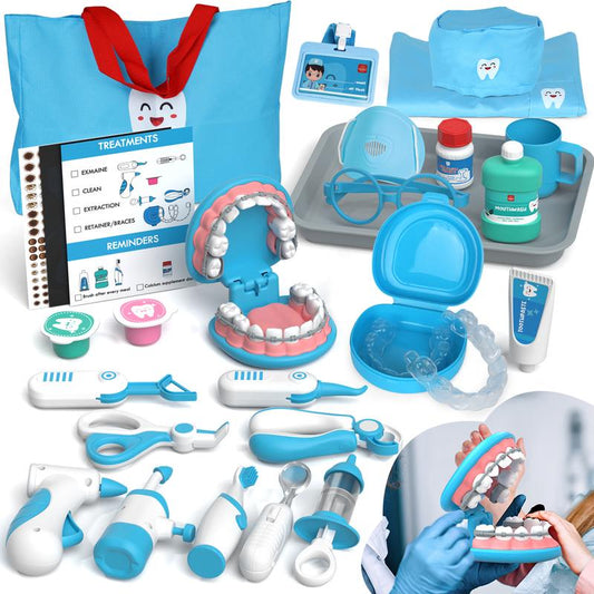 Lehoo Castle Doctor Kit for Kids, 31Pcs Dentist Playset, Pretend Doctor Kit, Super Smile Dentist Kit W/ Teeth and Dental Accessories Toy, Pretend Play Toy, Education Toy for Kids, Birthday Gift for Boys Girls