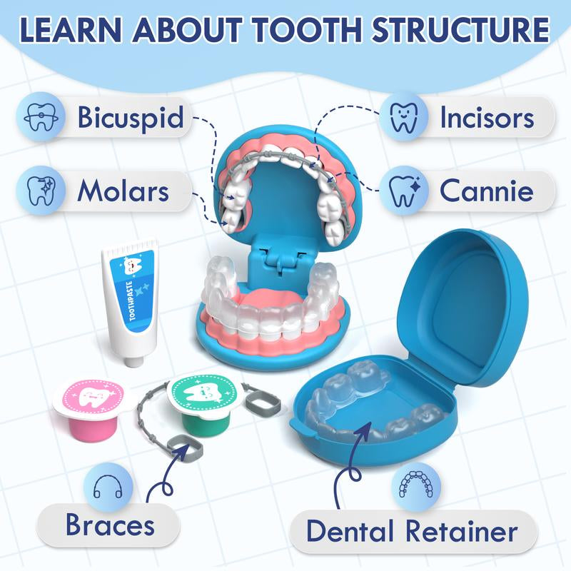 Lehoo Castle Doctor Kit for Kids, 31Pcs Dentist Playset, Pretend Doctor Kit, Super Smile Dentist Kit W/ Teeth and Dental Accessories Toy, Pretend Play Toy, Education Toy for Kids, Birthday Gift for Boys Girls