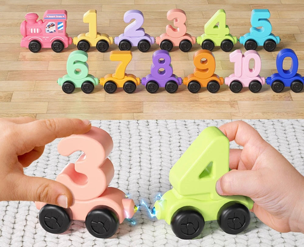 Magnetic Number Train Set Learning Educational PVC Toys 12Pcs