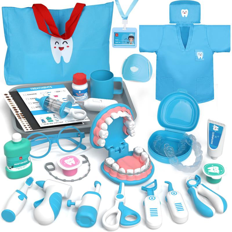 Lehoo Castle Doctor Kit for Kids, 31Pcs Dentist Playset, Pretend Doctor Kit, Super Smile Dentist Kit W/ Teeth and Dental Accessories Toy, Pretend Play Toy, Education Toy for Kids, Birthday Gift for Boys Girls